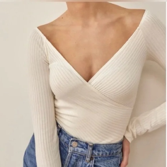 Reformation Minnie Knit Wrap Top - Picture 1 of 5